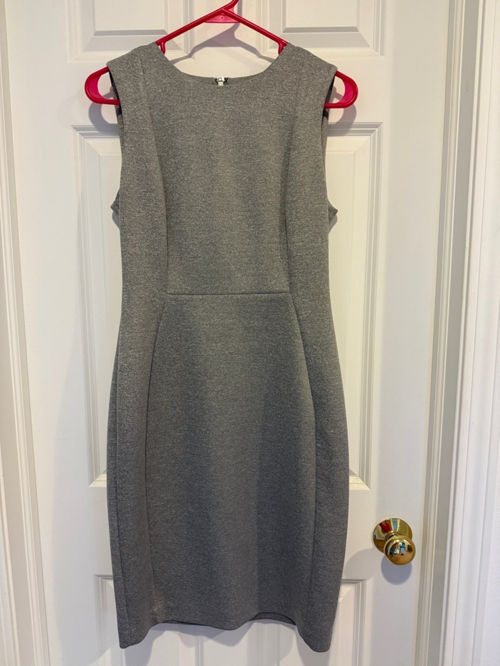 Calvin Klein Heather Gray Sleeveless Midi Sheath Dress